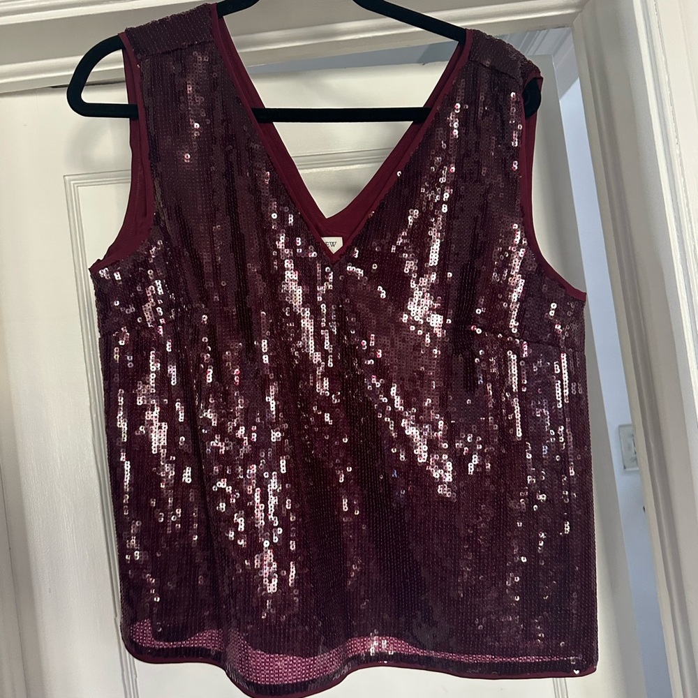 J. Crew Sequin Chemise in Deep Burgundy